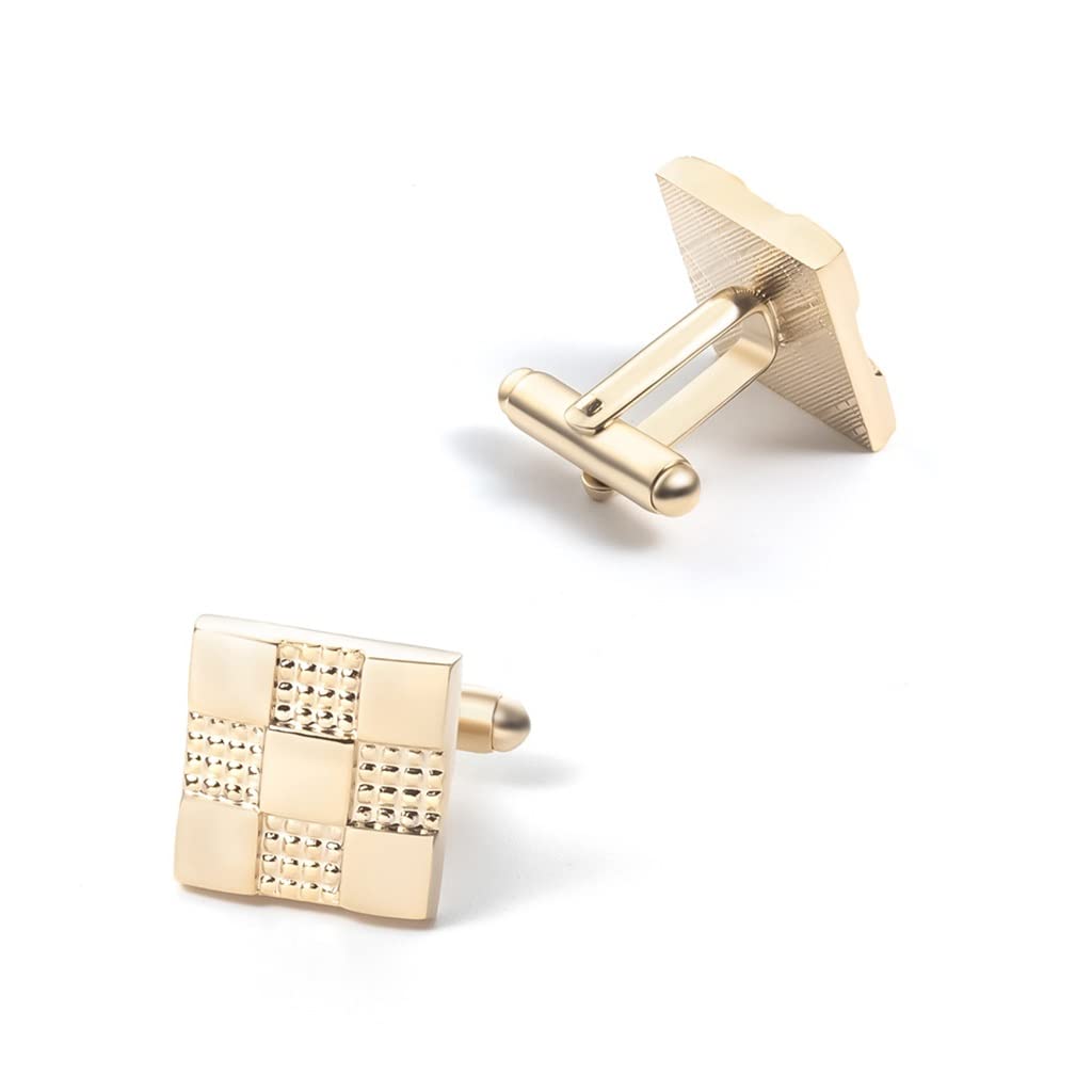 Gemelli con fermacravatta in Oro galvanizzato, da Uomo, Stile Francese, Casual, da Lavoro, con Fermaglio per Colletto (D Come Mostrato)
