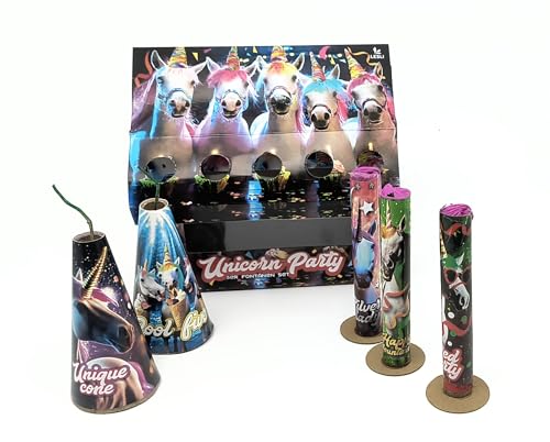 Einhorn Fontänen Set 5X Unicorn Party Fontänen mit Pappfüßen umweltfreundlich & bunt | Einhorn Deko Kindergeburtstag Party Highlight & Geschenk Mädchen (1)