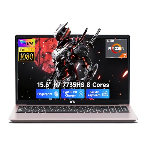 Image of NIMO Gaming Laptop, 15.6 inch FHD Laptop with AMD R7 7735HS (8 Cores, Up to 4.75GHz), 16GB DDR5 256GB SSD Laptop for Business & Student, Radeon 680M, 100W Type-C, 180 Viewing, Backlit KB, Dual Fans