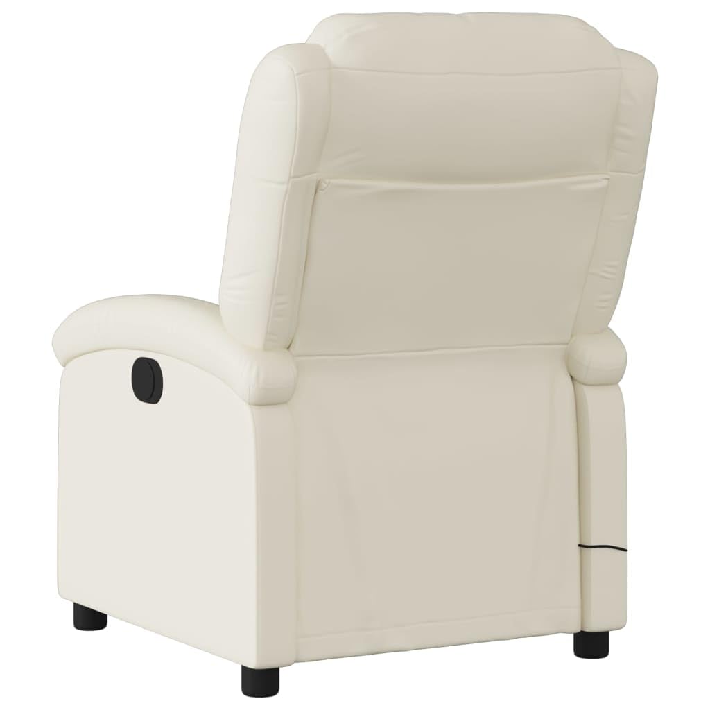 IKAYAA Sillón Masaje Reclinable Sillón Masaje Eléctrico Sillon Relax Reclinable Sillon Reclinable Manual Sillón Relax de Cuero Sintético, con Prácticos Bolsillo, Crema