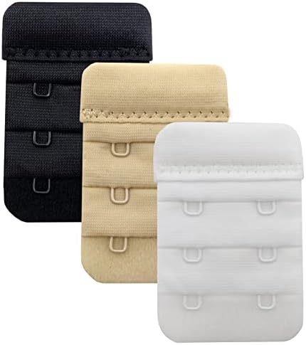 LeonHien Women's Bra Extenders 2 Hook/3 Hook/4 Hook/5 Hook, Soft and Comfortable Bra Strap Extension (Bra Extender 2 Hook Black/Beige/White)