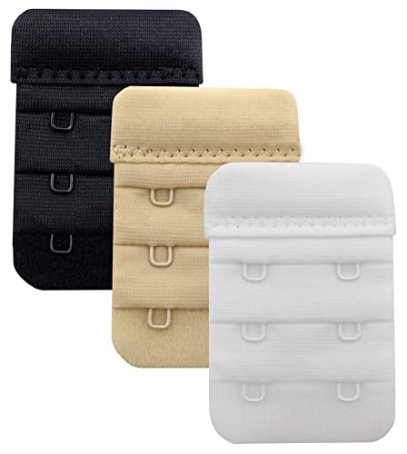 Leonhien Women's Bra Extenders 2 Hook/3 Hook/4 Hook/5 Hook, Soft And Comfortable Bra Strap Extension (Bra Extender 2 Hook Black/Beige/White) #TOP13