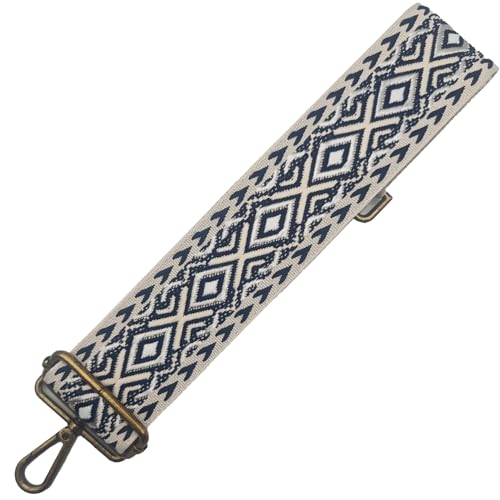 CXTAI 2inch Wide Boho Replacement Handbags Straps for Women Lady Girls Crossbody Purse Canvas Bag Strap (Beige/Blue/Silver)