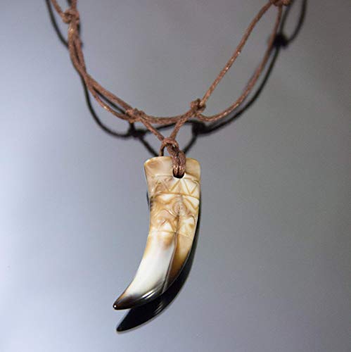 Tooth Necklace Faux Large Fang Tribal Teeth Jewelry Amulet Husband Halloween Gift Animal Talisman Wolf Bear Bone Hunter Choker Mens Lion Tiger African Safari Jewellery Native Tribal Caveman Jewelry #TOP1