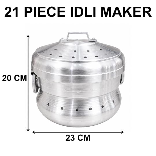 Image of Idli Maker with Steamer Pot and Idli Plates, Aluminium Idli Maker /Non - Whistling Traditional Idli Cooker /Idli (21 PCS)