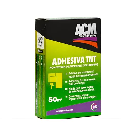 Colla per Carta da Parati TNT Vinilici Leggeri e Pesanti Adesivo Specializzato per Rivestimenti Murali in Tessuto non Tessuto per 50mq Trasparente non Macchia Inodore Alta Qualità Italiana