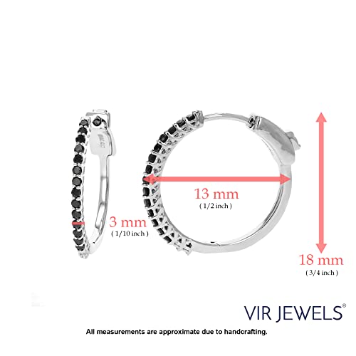 Vir Jewels 1/2 Cttw Black Diamond Hoop Earrings .925 Sterling Silver Prong Set 3/4 Inch #TOP4