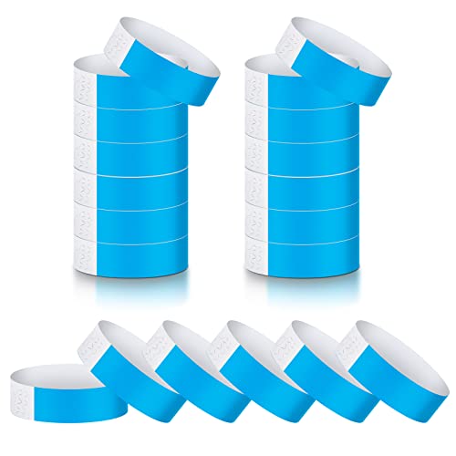 Tudomro 200 Counts Paper Wristbands Neon Wristbands for Events Lightweight Adhesive Wrist Bands Waterproof Bracelets for Party Concert Club(Blue)