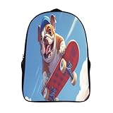 Perro Mochila Para Niños Realización de trucos de skate Mochila Escolar Para Niños Niñas Adolescentes Escuela Casual Alta Capacidad Bolsa De Escuela Diseño Transpirable 16 inch