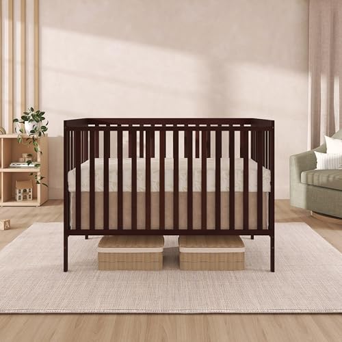 Image of Dream On Me Synergy 5-in-1 Crib, Toddler Bed in Espresso | BSA Verified, ASTM & CPSC Tested, 3-Position Mattress Support, Converts to Toddler, Day and Full Size Bed, 50 Lb, Espresso