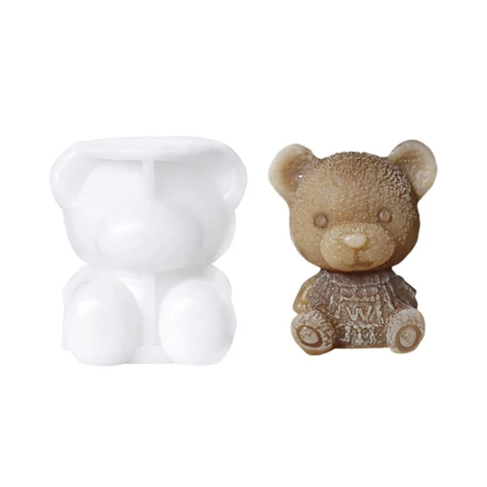 4 Pack Ice Bear Mold 3D Bear Shape Ice Cube Trays Silicone Animal Mold Ice Cube Moulds Bear Reusable Silicone Molds for Craft Candy Chocolate Soap Candle
