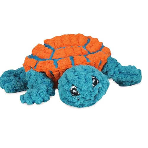 HuggleHounds Huggle-Fusion Dog Toy - Dog Toys Rubber, Fuzzy Dog Toy, Puppy Essentials, Plush & Heavy Duty Latex for Small, Medium & Large Dogs, All Breeds - Dude Turtle