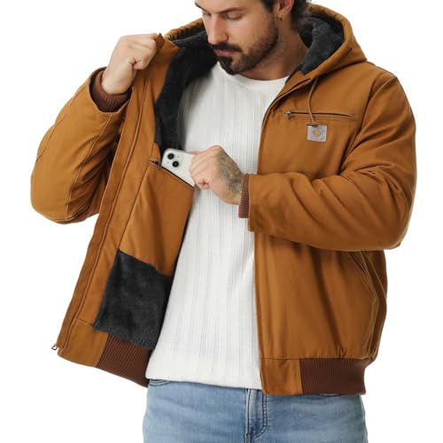 Image of Men's Work Coat Washed Duck Fleece Lined Waterproof Workwear