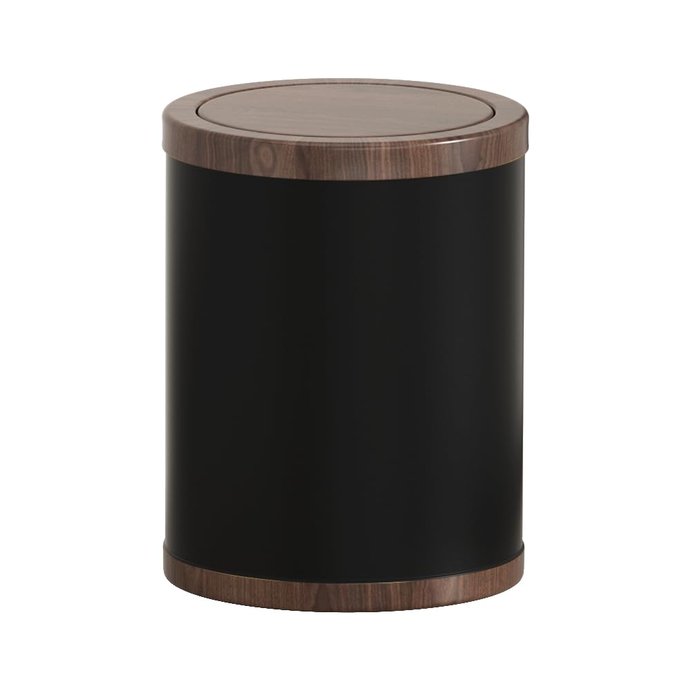 2.3 Gal /2.6 Gal Metal Shake Lid Trash Can, Double Bucket for Bathroom, Living Room, Kitchen, Office (Black Gold lid - 15L)