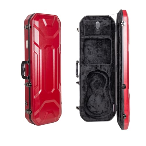 Image of Crossrock Oblong Case fits 4 /4 Full-Size Violin, Includes Interior Compartment, 2 Bow Holders, Security Lock, and Detachable Straps-Red (CRA860VFRD-R)