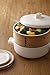 JIA Steamer Pot Steamer with Steaming Basket, 9.4 inches (24 cm), Ceramic Pot, White, Large