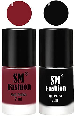 Image of Long Lasting Nail Polish | Nail Paint Combo 7 ml Each) - Set of 2 Lip-Black