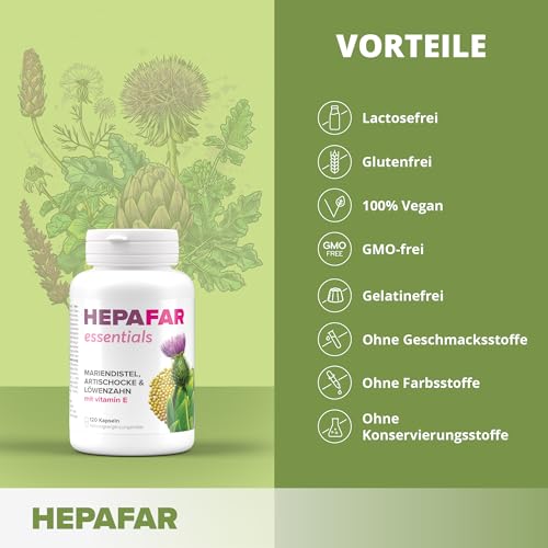 Sensilab Leberkur – 120 Hochdosierte Mariendistel Kapseln für 120 Tage – Leber Kur, Leber Komplex & Fettstoffwechsel – Mariendistel, Artischocke, Löwenzahn, Vitamin E – 80% Silymarin – Hepafar