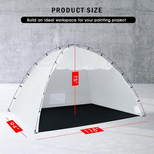Image of Portable Paint Booth Tent,Siebwin 10(L)x8(W)x6.2(H)ft Larger Spray Paint Tents with Built-in Floor&Mesh Screen&Windproof Hooks,Painting Tent Station for Furniture DIY Hobby Tool,Spray Paint Shelter