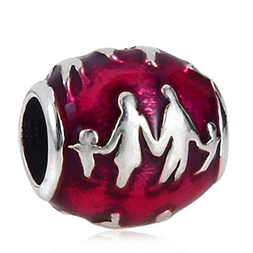 GEMDAZZ Family Cartoon Series Charm, 925 Sterling Silver Barcelona Landmark, Castle, Rotal Crown Pendant Beads, Gift for Mother/Father/Daughter/Son3