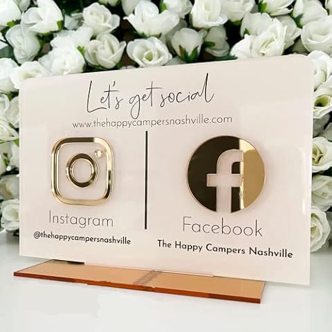 Pahdecor Multi Business QR Code Sign, QR Code Stand, Instagram Facebook App Social Media Logo Plaque, QR Code Sign, Business Logo Sign, Custom Logo Sign, Business, Custom Signs with Logo Cover