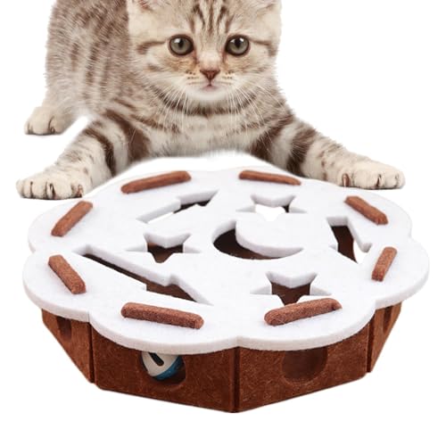 Scatola Per Lime Per Unghie Per Gatti - Gioco Interattivo In Feltro Da 11,81 Pollici Con 2 Campanelle | Tiragraffi Per Animali Domestici, Giocattolo Di Stimolazione Mentale Per Esercizi Sul Pavimento,