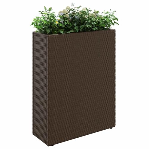 vidaXL Hoher Pflanzer 55 x 22 x 70 cm Ja, Stylischer, erweiterter rechteckiger Pflanzbehälter, wetterfester Rattan Gartenständer, schicker Outdoor-Dekor für Blumen