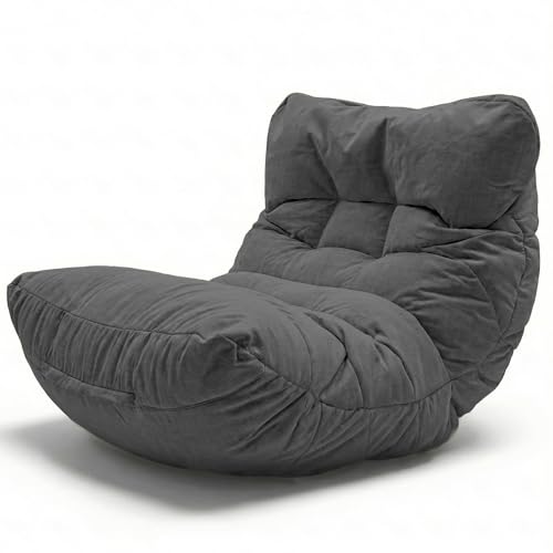 Aiire Puff Salón XXL de Diseño - Sillón Puf con Relleno Incluido para Adulto - Bean Bag Chair Premium para Dormitorio - Funda Desenfundable y Lavable Gris Oscuro