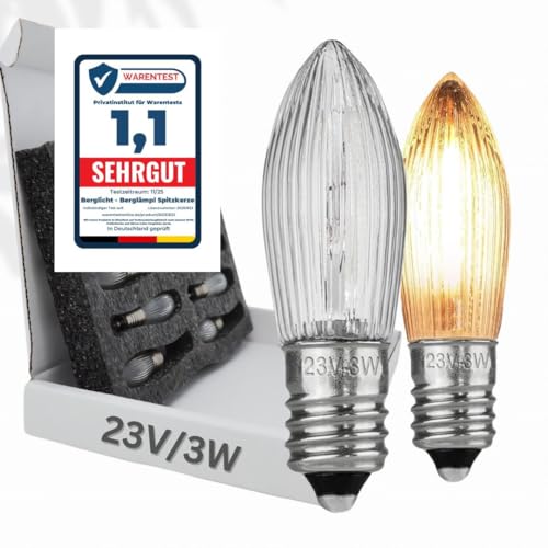 Berglicht 10x Glühbirne 'Berglämpl' E10 23V/3W Riffelkerze...