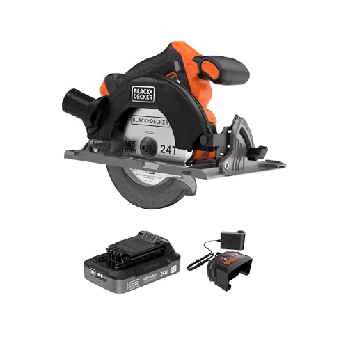 Image of BLACK+DECKER Circular Saw 20V MAX, 6-1 /2 in. Brushless Circular Saw Cordless Kit with 2.5Ah Battery and Charger, 24T Blade for Wood, Up to 165 Cuts Per Charge, LED Light, PowerConnect (BLCS78E1)