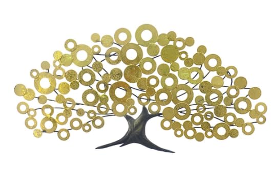 Arbre doré métal sculpture murale design qui illumine votre chambre