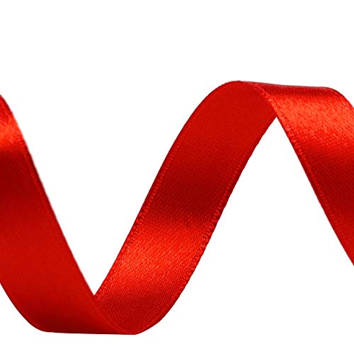 Image of Solid Color Double Faced Red Satin Ribbon 1 /2 inch X 25 Yards, Ribbons Perfect for Crafts, Wedding Decor, Bows Bouquet, Sewing, Christmas Gift Wrapping