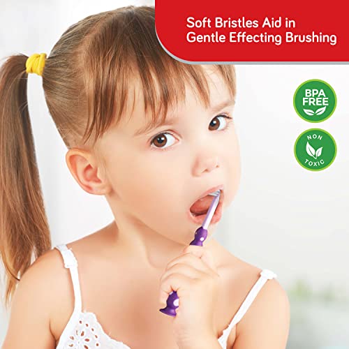 Image of LuvLap Bubbles Kids Manual Toothbrush with Soft Bristles, BPA Free, Suction Cup, 33 tuft bristles,Multicolor Boys & Girls Toddler Toothbrush, 18M+