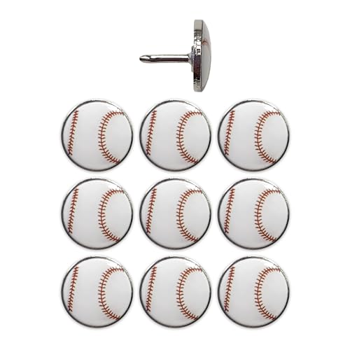 Image of Baseball Push Pins, for Cork Board, Maps, or Lapel Pin Use, Designed in The USA, Baseball Pins, Set of 10