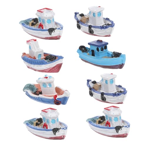 Mipcase 8Pcs Miniature Beach Yacht Model Ocean Theme Decor for Gardens DIY Projects Beach Landscape Accessories for Home Crafting