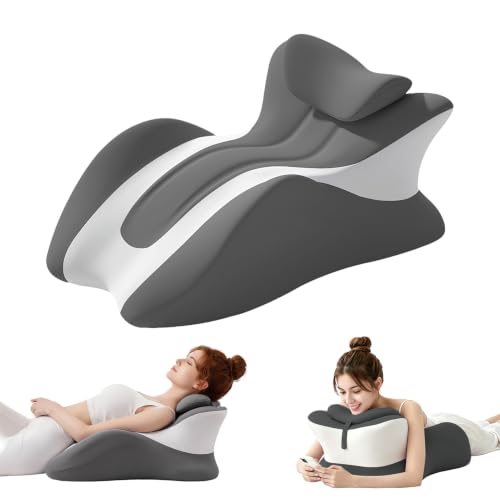 KUYOVORA Memory Foam Wedge Pillow Ergonomic Contoured Bed Positioner Neck Wedge Pillow 27 Angled Body Support Prone Pillow Back Cushion Multi-Functional Bed Wedge with Removable Cover Double Grey