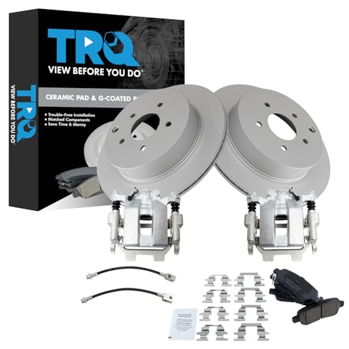Image of TRQ Rear Brake Pad & Rotor Kit Ceramic Premium G-Coated Compatible with 2018 INFINITI Q70