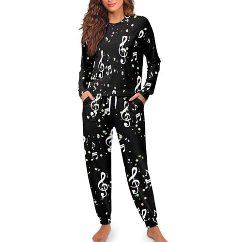 Image of Women's Pajamas Set Soft 2 Piece Loungewear Long Sleeve Pj Set Matching Sleepwear with Pockets for Women Plus Size