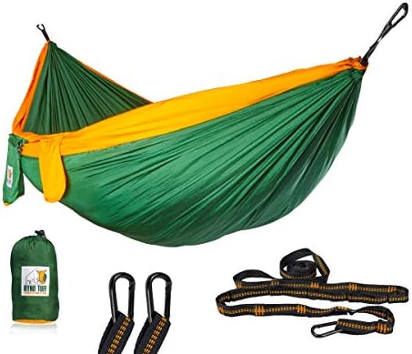 Ryno Tuff X-Large 2 Person Indoor Outdoor Camping Hammock - Compact Waterproof Double Hammock with Pocket, Tree Straps & Heavy Duty Carabiners - Parachute Grade Nylon Can Hold Over 600lbs of Weight