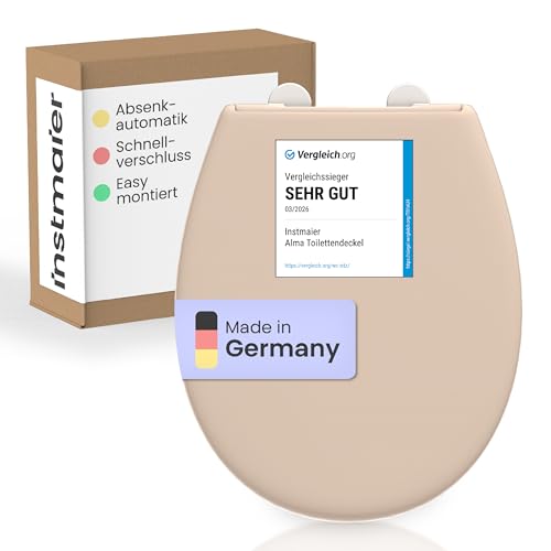 instmaier Alma | Toilettendeckel mit Absenkautomatik | Bahama Beige | Made in Germany | Ovale Form | Toilettensitz aus Duroplast | Leicht abzunehmende Toilettenbrille | WC-Sitz stabil bis 250kg