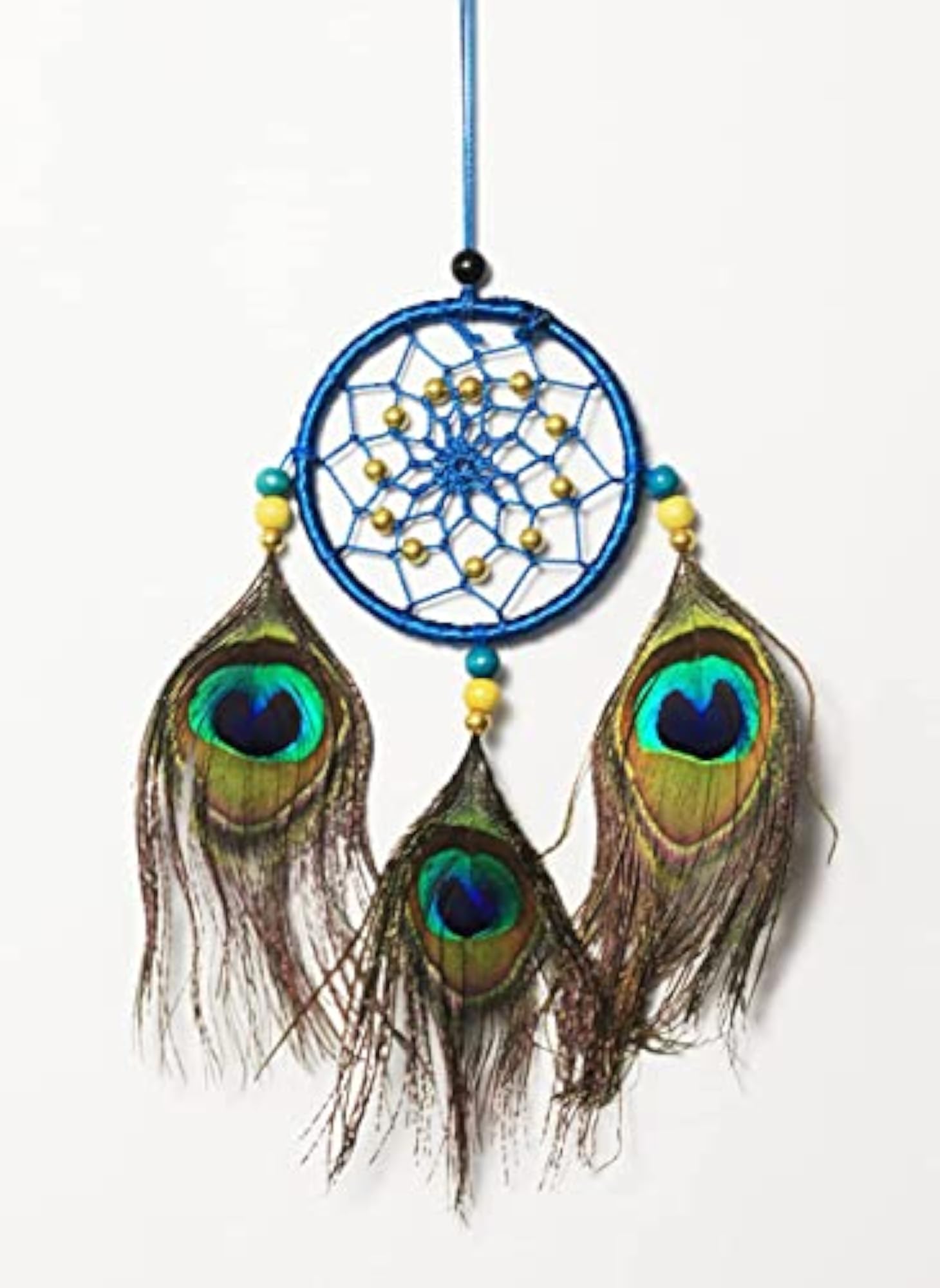 ASHVAH Handmade Peacock Feathers Dashboard Hanging Decor