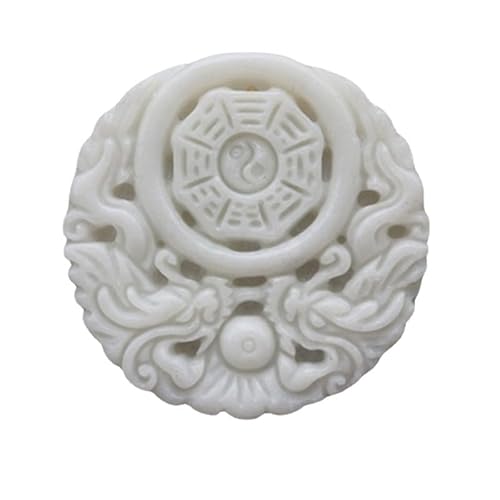 Natural Lantian Jade Handmade Carving Dragon Necklace Pendant Jewelry, 45MM, Lantian Jade, Jade, 45MM, Lantian Jade, Jade