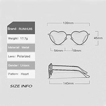 RUNHUIS Gepolariseerde hartvormige zonnebril dames heren hippiebril vintage liefde zonnebril voor festival party goud metalen frame met UV400, goud -luipaard/grijs