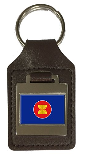 Porte-clés en cuir gravé drapeau de l'Asean accessoire