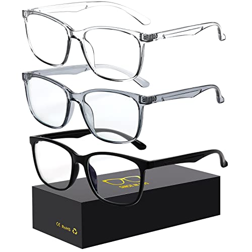 Image of Oilway Blue-Light Blocking Glasses Computer Reading /Gaming /TV /Phones Glasses Fashion Anti Eyestrain Glasses for Women Men(D1 Black + Gray + Transparent)