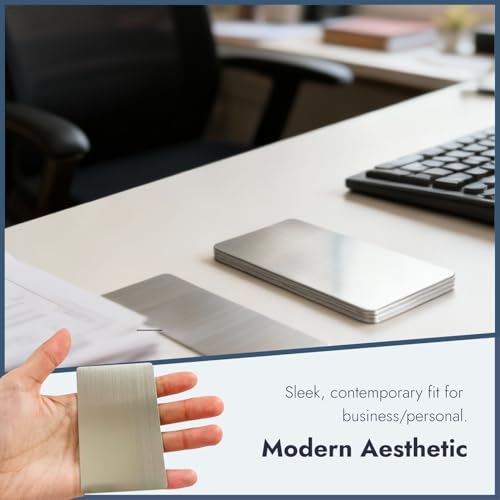 15PCS Metall Visitenkarte, Leere Metall Karten 8,6 x 5,4 cm 0,5 mm dick, Metall Visitenkarten Rohlinge für Lasergravur, Visitenkarten erstellen DIY