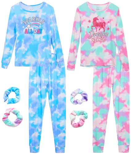 Rene Rofe Girls' Pajamas Set – 4 Piece Super Soft T-Shirt and Sleep Pants (Big Girl)