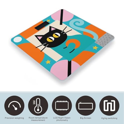 Báscula Digital Retro con Ilustración de Gato, Capacidad 400 lb miniatura 3