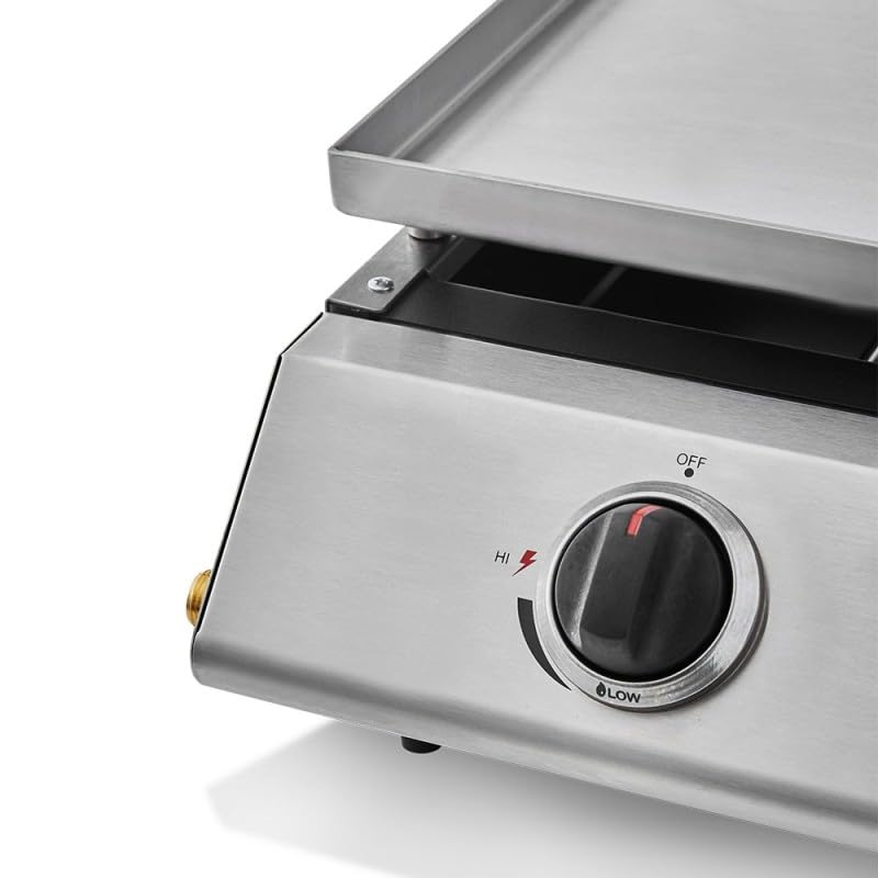 COOKING BOX - Piastra a gas Cadix 3 fuochi - Superficie di cottura 62 x 37,5 cm - Piastra in acciaio inox - 3 bruciatori - Cassetto per grasso - Fino a 8 persone - 9,45 kW