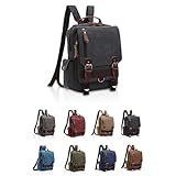 [LeafIn] ミニリュックサックおしゃれ 軽量 キャンバス ボディーバッグ メンズ レディース 男女兼用 2タイプ選択可能 8596(ブラックB)